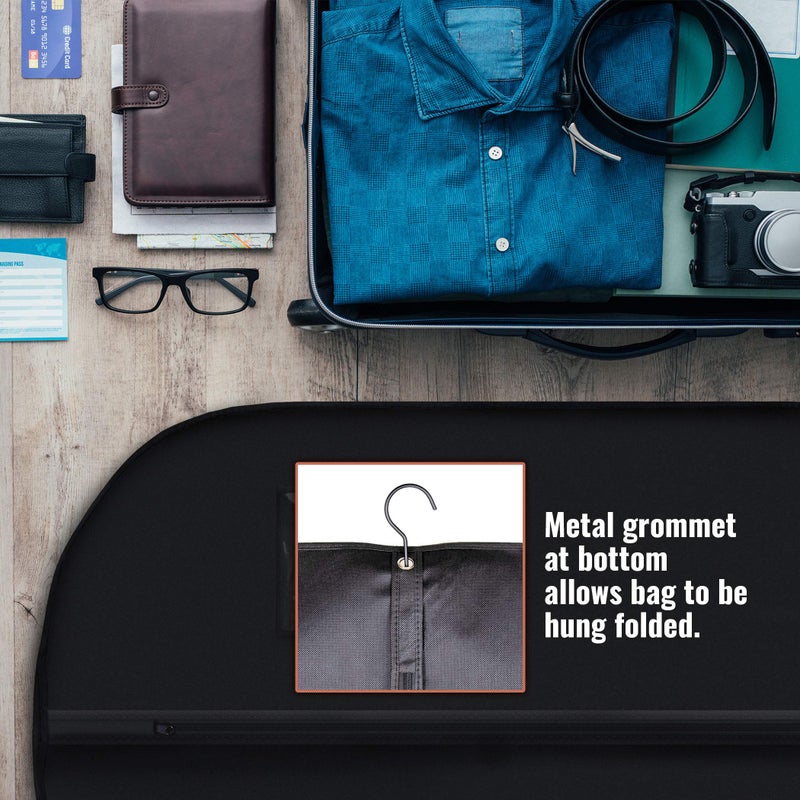 PLX 40" Black Garment Bags Suit Bag for Travel & Clothing Storage of Dresses, Shirts, Fur Coats, Jackets & Dance Costumes - Hanging Suit Cover for Men & Women Closet Storage Garment Protector - Image 3